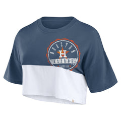 Houston Astros Fanatics Women's Color Split Boxy Cropped T-Shirt | MLB For sale