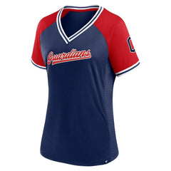 Cleveland Guardians Fanatics Women's Glitz & Glam League Diva Raglan V-Neck T-Shirt | MLB New