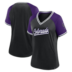 Colorado Rockies Fanatics Women's Glitz & Glam League Diva Raglan V-Neck T-Shirt | MLB Near me