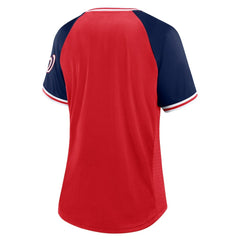 Washington Nationals Fanatics Women's Glitz & Glam League Diva Raglan V-Neck T-Shirt | MLB Shop