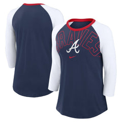 Atlanta Braves Nike Women's Knockout Arch 3/4-Sleeve Raglan Tri-Blend T-Shirt | MLB Near me