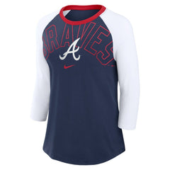 Atlanta Braves Nike Women's Knockout Arch 3/4-Sleeve Raglan Tri-Blend T-Shirt | MLB Near me