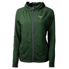 Philadelphia Eagles Cutter & Buck Women's Gridiron Classics Logo Adapt Eco Knit Hybrid Recycled Full-Zip Hoodie