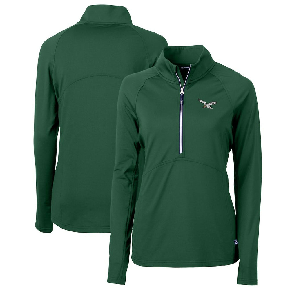Philadelphia Eagles Cutter & Buck Women's Gridiron Classics Logo Adapt Eco Knit Stretch Recycled Half-Zip Pullover Top