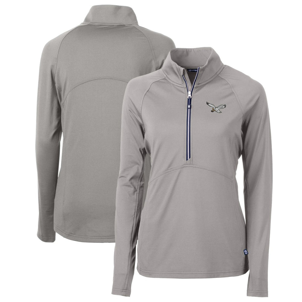Philadelphia Eagles Cutter & Buck Women's Gridiron Classics Logo Adapt Eco Knit Stretch Recycled Half-Zip Pullover Top
