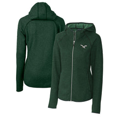 Philadelphia Eagles Cutter & Buck Women's Gridiron Classics Logo Mainsail Sweater-Knit Full-Zip Hoodie
