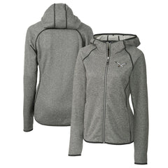 Philadelphia Eagles Cutter & Buck Women's Gridiron Classics Logo Mainsail Sweater-Knit Full-Zip Hoodie