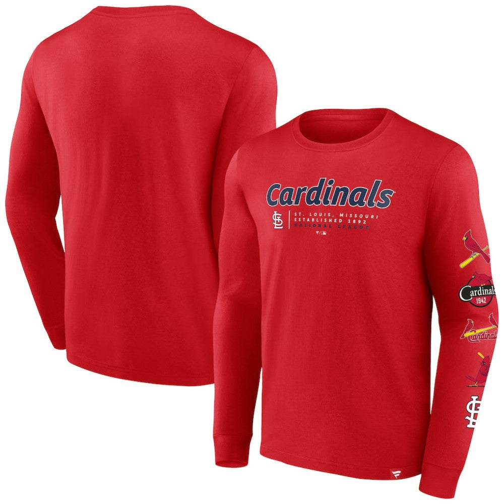 St. Louis Cardinals Fanatics Strike the Goal Long Sleeve T-Shirt | MLB On Sale