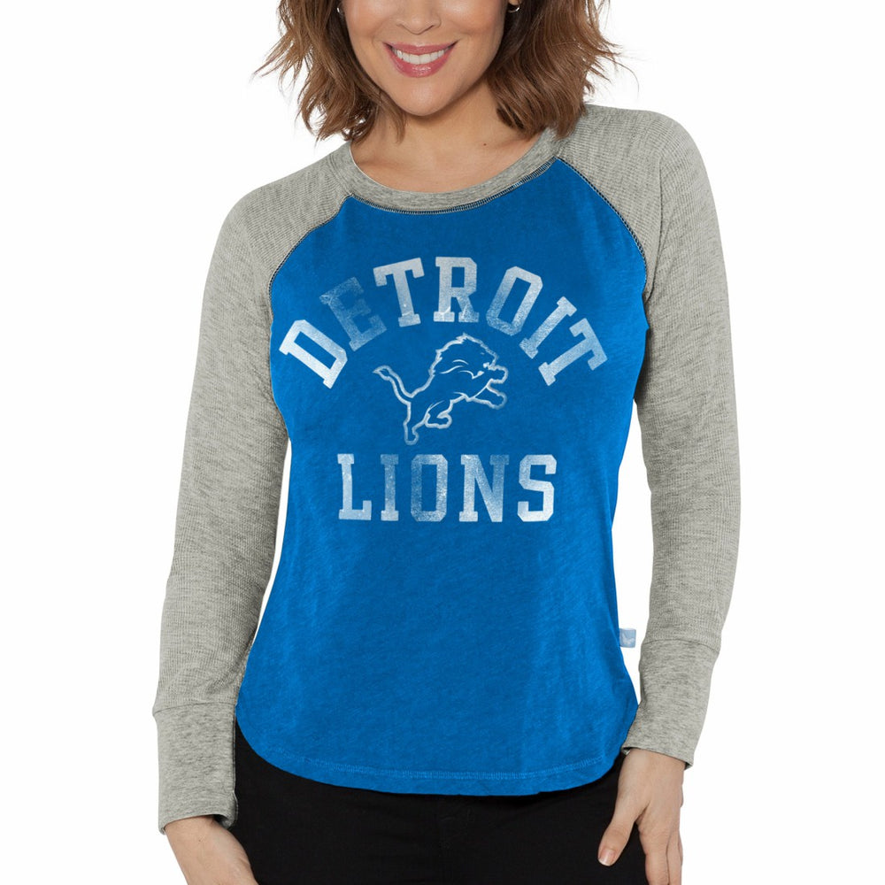 Detroit Lions G-III 4Her by Carl Banks Women's Waffle Knit Raglan Long Sleeve T-Shirt