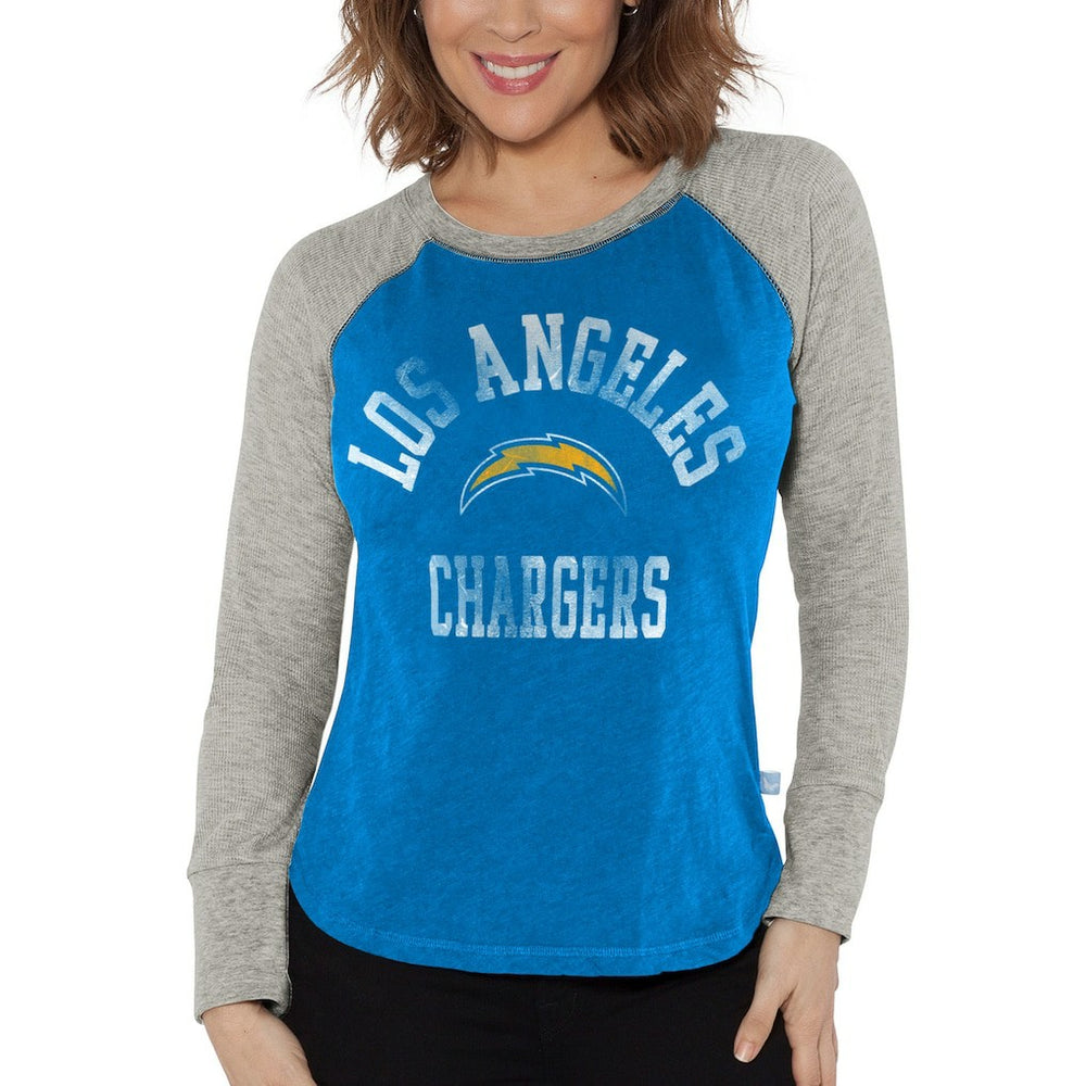 Los Angeles Chargers G-III 4Her by Carl Banks Women's Waffle Knit Raglan Long Sleeve T-Shirt