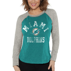 Miami Dolphins G-III 4Her by Carl Banks Women's Waffle Knit Raglan Long Sleeve T-Shirt