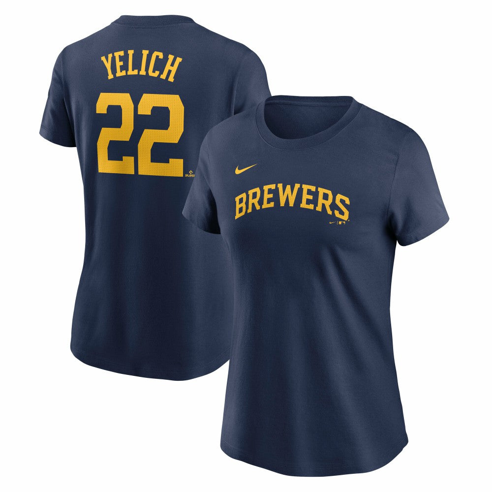 Christian Yelich Milwaukee Brewers Nike Women's Cooperstown Collection Fuse Name & Number T-Shirt | MLB Near me