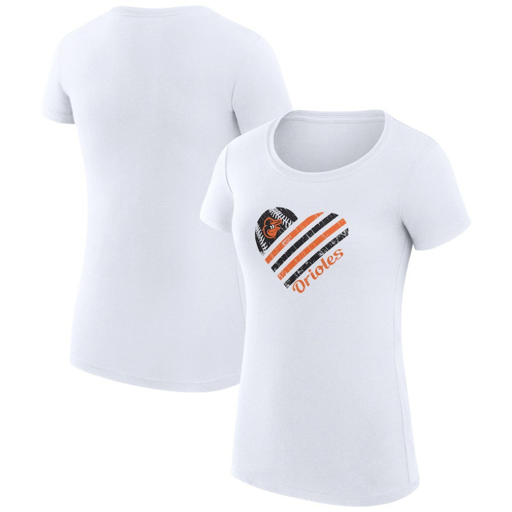 Baltimore Orioles G-III 4Her by Carl Banks Women's Super-Slim Fit Lightweight Heart Graphic T-Shirt | MLB Outlet
