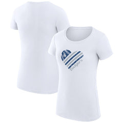 Los Angeles Dodgers G-III 4Her by Carl Banks Women's Super-Slim Fit Lightweight Heart Graphic T-Shirt | MLB On Sale
