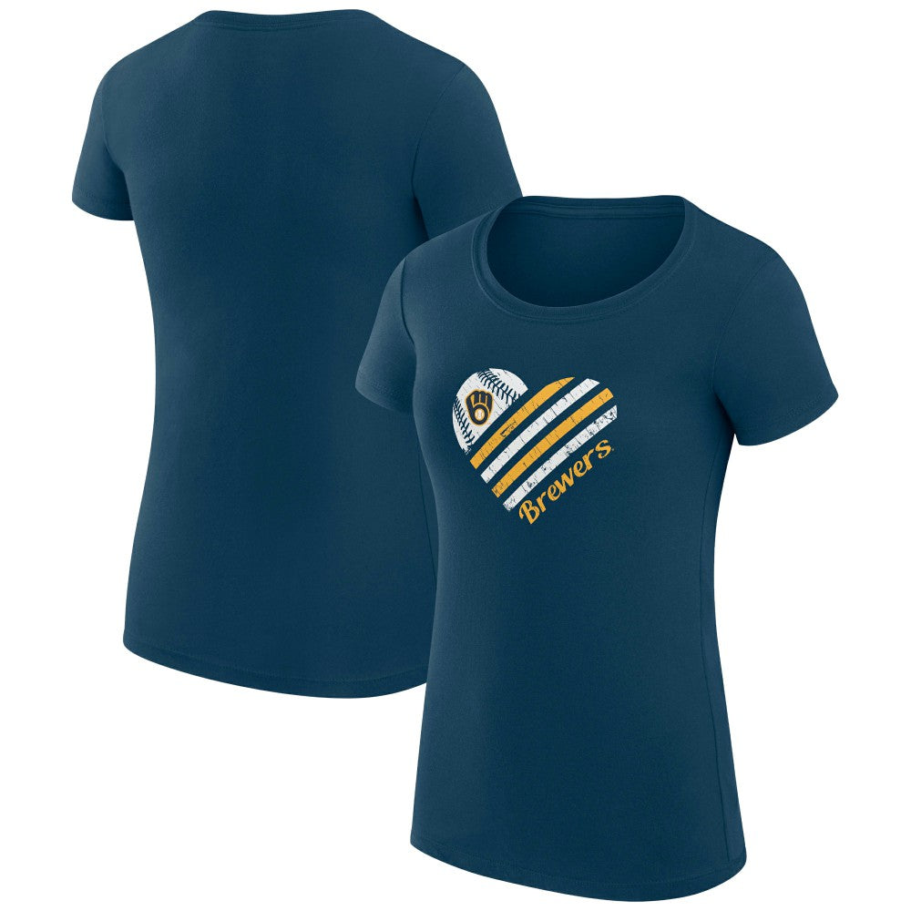 Milwaukee Brewers G-III 4Her by Carl Banks Women's Super-Slim Fit Lightweight Heart Graphic T-Shirt | MLB Shop