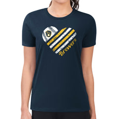 Milwaukee Brewers G-III 4Her by Carl Banks Women's Super-Slim Fit Lightweight Heart Graphic T-Shirt | MLB Shop