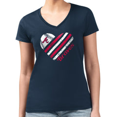 Atlanta Braves G-III 4Her by Carl Banks Women's Super-Slim Fit Lightweight Heart V-Neck T-Shirt | MLB Outlet