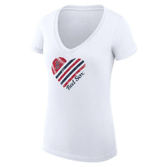 Boston Red Sox G-III 4Her by Carl Banks Women's Super-Slim Fit Lightweight Heart V-Neck T-Shirt | MLB Outlet