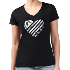 Chicago White Sox G-III 4Her by Carl Banks Women's Super-Slim Fit Lightweight Heart V-Neck T-Shirt | MLB Outlet