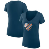 Detroit Tigers G-III 4Her by Carl Banks Women's Super-Slim Fit Lightweight Heart V-Neck T-Shirt | MLB New