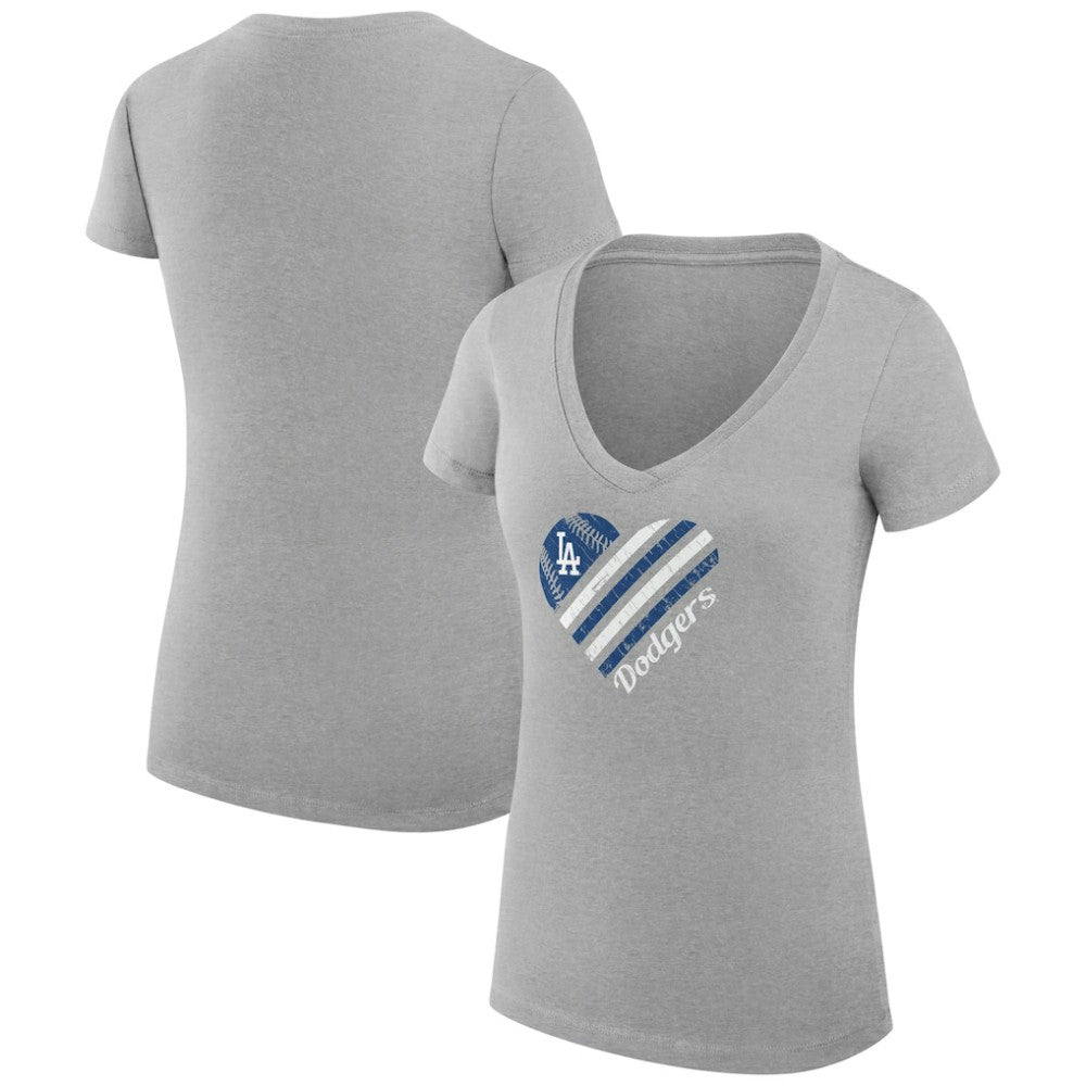 Los Angeles Dodgers G-III 4Her by Carl Banks Women's Super-Slim Fit Lightweight Heart V-Neck T-Shirt | MLB Near me