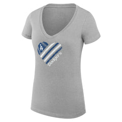 Los Angeles Dodgers G-III 4Her by Carl Banks Women's Super-Slim Fit Lightweight Heart V-Neck T-Shirt | MLB Near me