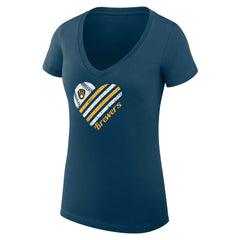 Milwaukee Brewers G-III 4Her by Carl Banks Women's Super-Slim Fit Lightweight Heart V-Neck T-Shirt | MLB Near me