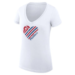Philadelphia Phillies G-III 4Her by Carl Banks Women's Super-Slim Fit Lightweight Heart V-Neck T-Shirt | MLB Near me