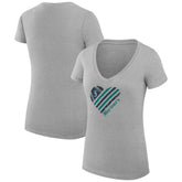 Seattle Mariners G-III 4Her by Carl Banks Women's Super-Slim Fit Lightweight Heart V-Neck T-Shirt | MLB New