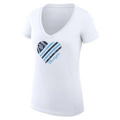 Tampa Bay Rays G-III 4Her by Carl Banks Women's Super-Slim Fit Lightweight Heart V-Neck T-Shirt | MLB Discount