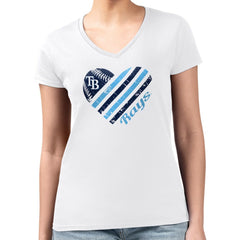 Tampa Bay Rays G-III 4Her by Carl Banks Women's Super-Slim Fit Lightweight Heart V-Neck T-Shirt | MLB Discount