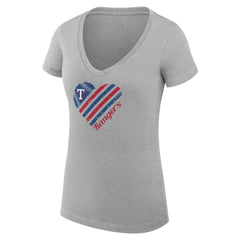 Texas Rangers G-III 4Her by Carl Banks Women's Super-Slim Fit Lightweight Heart V-Neck T-Shirt | MLB New