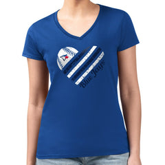 Toronto Blue Jays G-III 4Her by Carl Banks Women's Super-Slim Fit Lightweight Heart V-Neck T-Shirt | MLB Sale