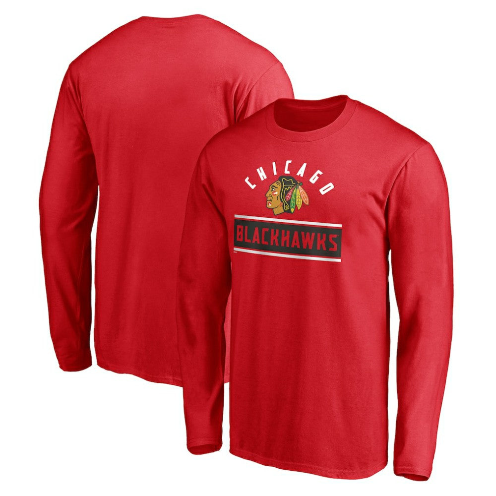 Chicago Blackhawks Team Arch Knockout Long Sleeve T-Shirt For Sale
