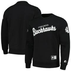Chicago Blackhawks Starter x NHL Black Ice Cross Check Pullover Sweatshirt For Sale
