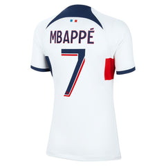 Kylian Mbappe Paris Saint-Germain Women's 2023/24 Away Stadium Replica Player Jersey White - Nike