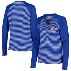Buffalo Bills Antigua Women's Maverick Waffle Henley Long Sleeve T-Shirt