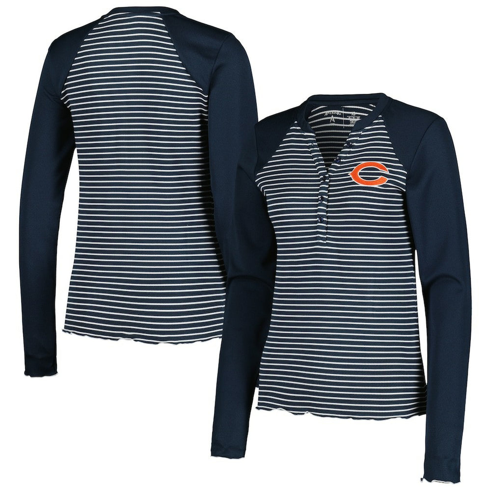 Chicago Bears Antigua Women's Maverick Waffle Henley Long Sleeve T-Shirt