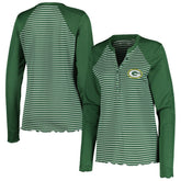 Green Bay Packers Antigua Women's Maverick Waffle Henley Long Sleeve T-Shirt