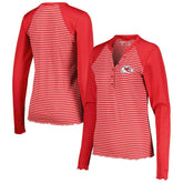 Kansas City Chiefs Antigua Women's Maverick Waffle Henley Long Sleeve T-Shirt