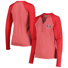 San Francisco 49ers Antigua Women's Maverick Waffle Henley Long Sleeve T-Shirt