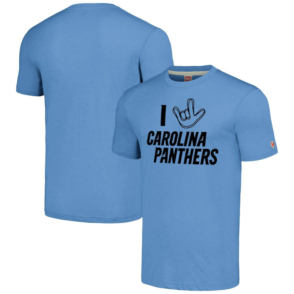 Carolina Panthers Homage Unisex The NFL ASL Collection by Love Sign Tri-Blend T-Shirt