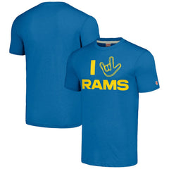 Los Angeles Rams Homage Unisex The NFL ASL Collection by Love Sign Tri-Blend T-Shirt