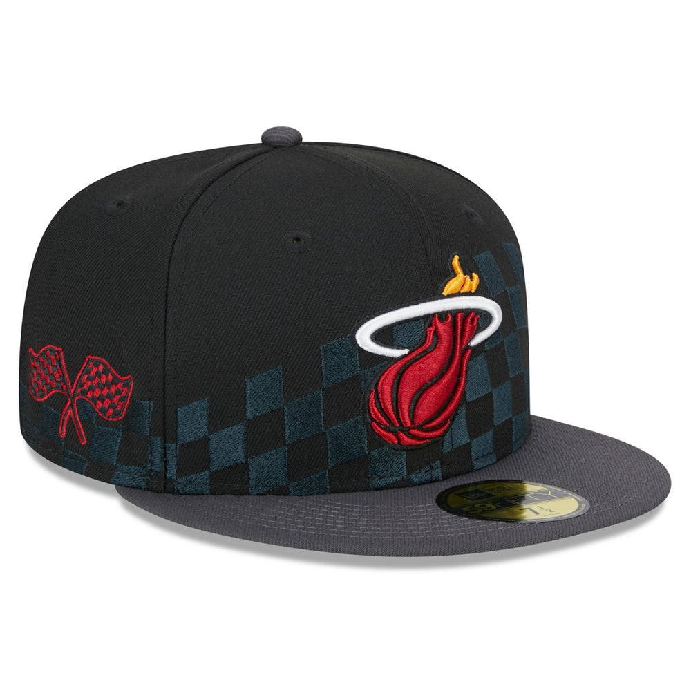 Miami Heat Rally Drive Checkerboard 59FIFTY Crown Fitted Hat Outlet