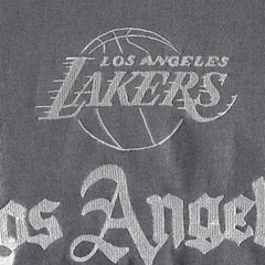 Los Angeles Lakers The Wild Collective Women's Embroidered Fleece Raglan Short Sleeve Pullover Sweatshirt On Sale