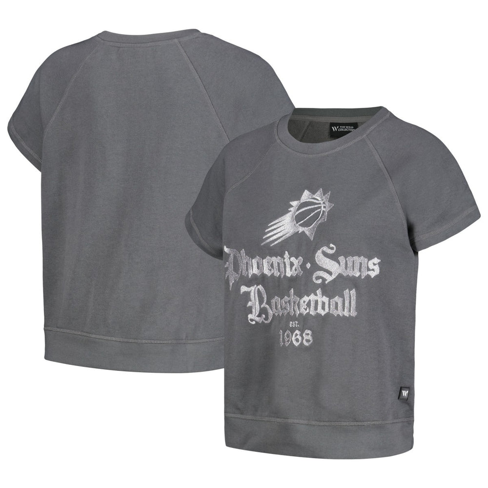 Phoenix Suns The Wild Collective Women's Embroidered Fleece Raglan Short Sleeve Pullover Sweatshirt Outlet