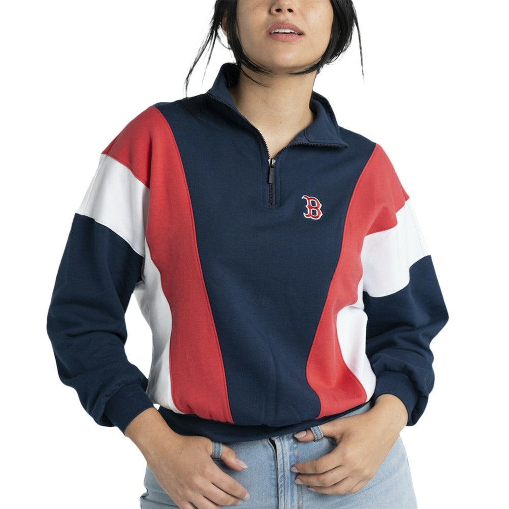 Boston Red Sox Lusso Women's Malia Quarter-Zip Sweatshirt | MLB On Sale