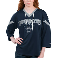 Dallas Cowboys Starter Women's Rally Lace-Up 3/4-Sleeve T-Shirt