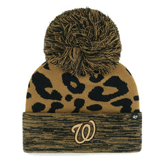 Washington Nationals '47 Women's Leopard Rosette Cuffed Knit Hat with Pom | MLB Discount