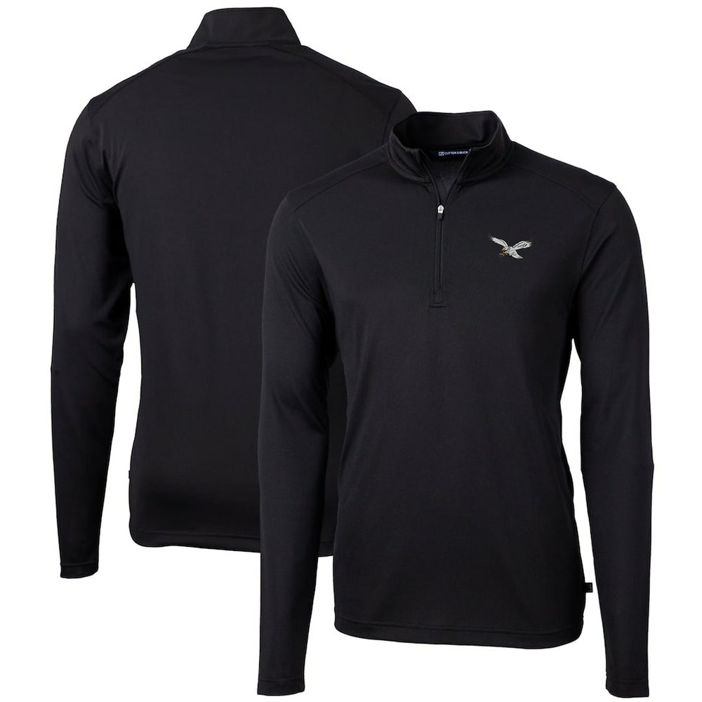 Philadelphia Eagles Cutter & Buck Gridiron Classics Big & Tall Virtue Eco Pique Recycled Quarter-Zip Pullover Top